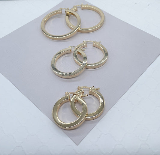 18k Gold Filled Large Sharpe Edged Plain Hoop EarringsWholesale Jewelry Supplies