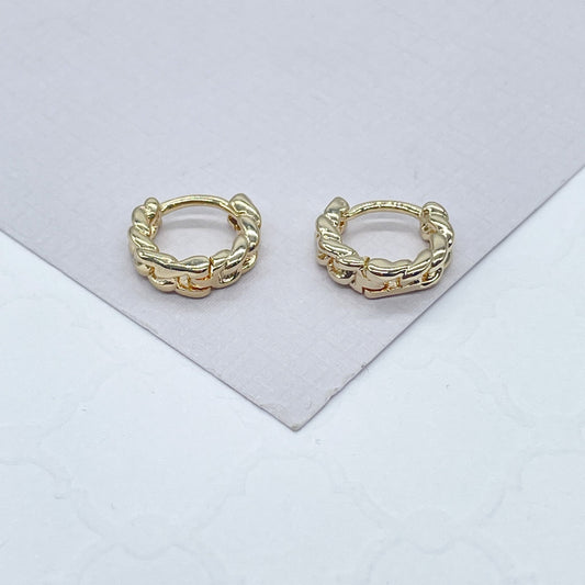 18k Gold Filled Tiny Cuban link Clicker Hoop