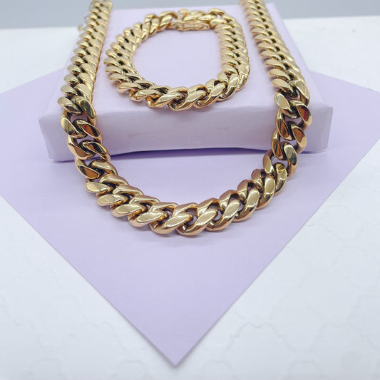 14k Gold Filled Miami Cuban Link Chain Necklace, 14mm Thick