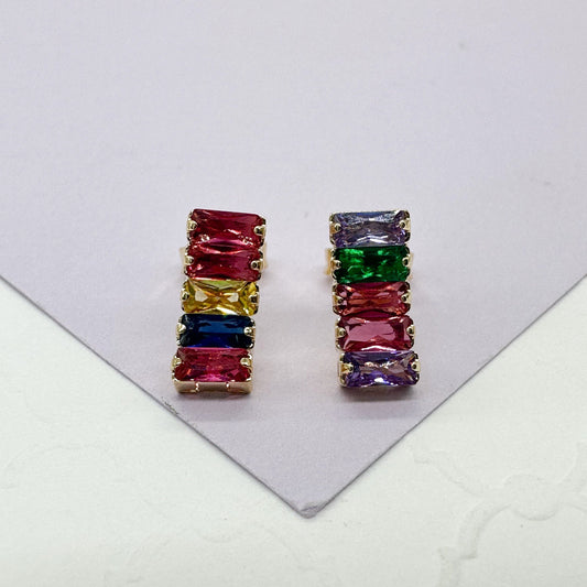 18k Gold Filled Baguette Earrings In 2 Different Styles