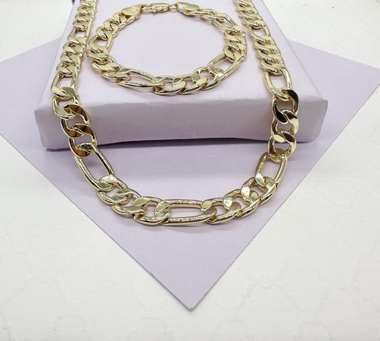 18k Gold Filled 9mm Thick Figaro Chain & Bracelet sold separately