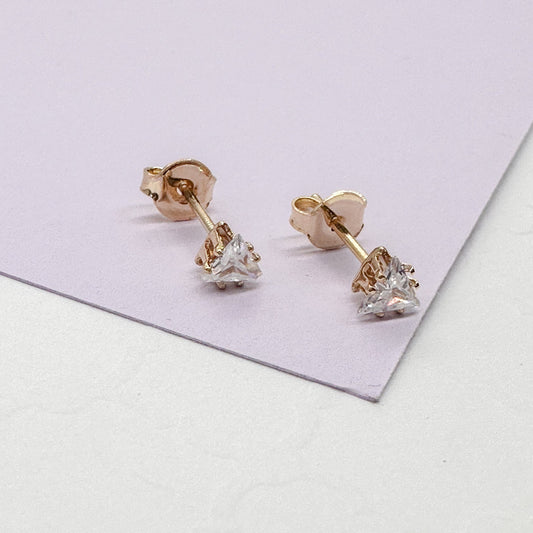 18k Gold Filled Triangle Zirconia Stud Earrings