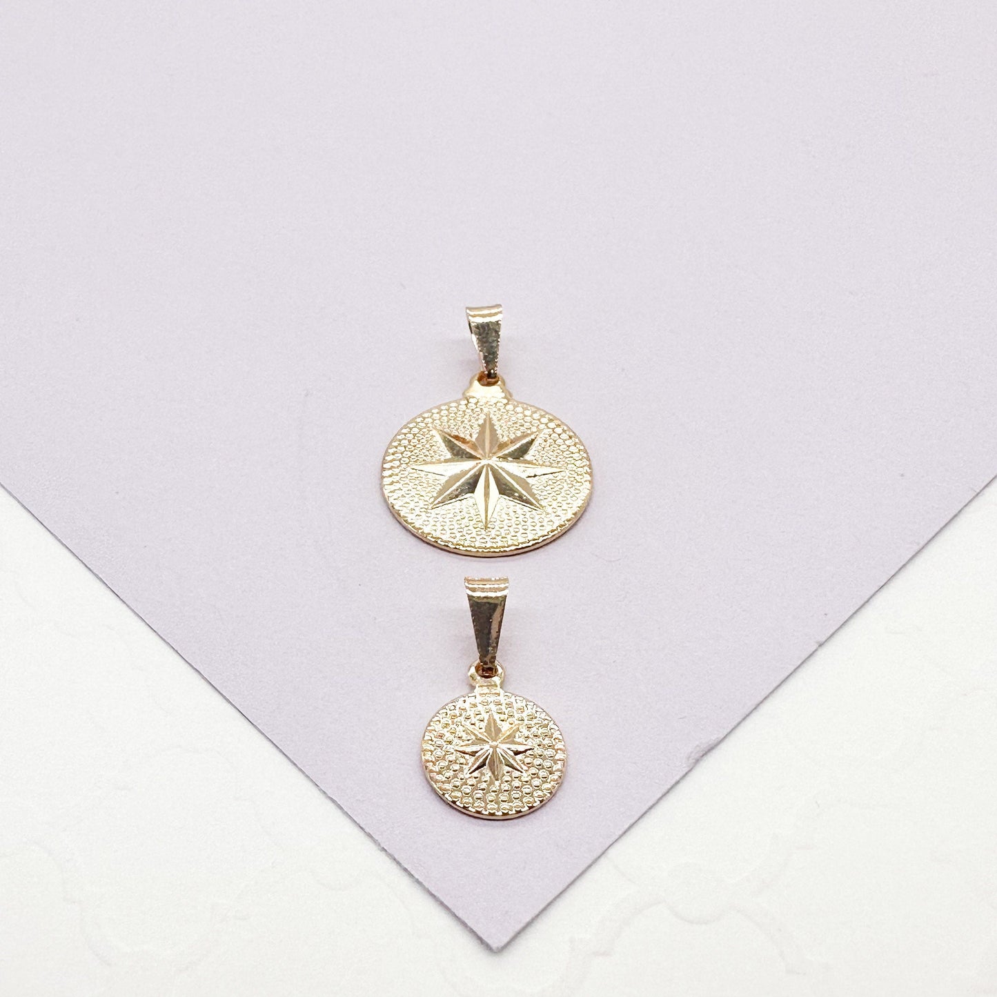 18k Gold Filled Northern Star Medal Pendant