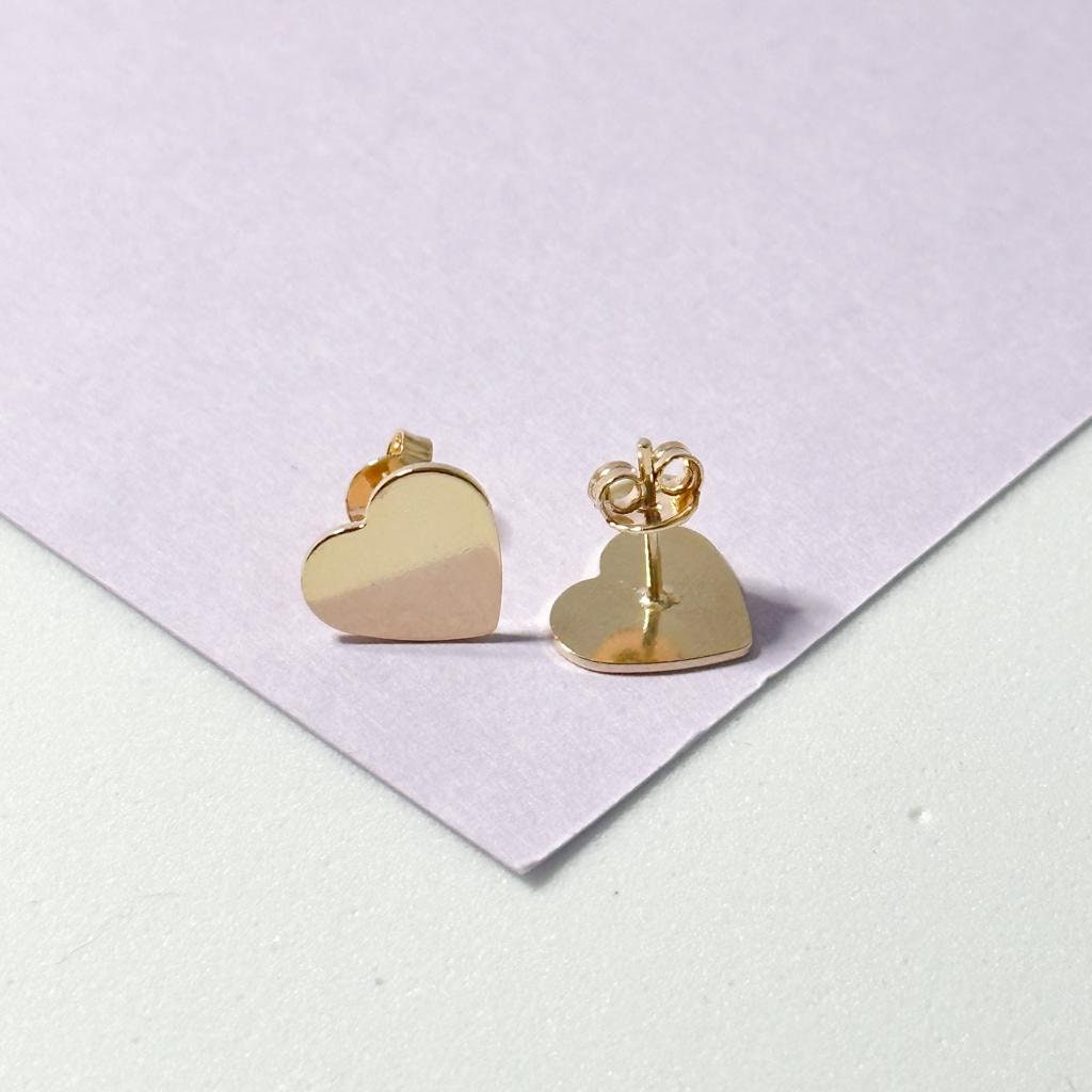 Smooth Plain Heart Stud Earring