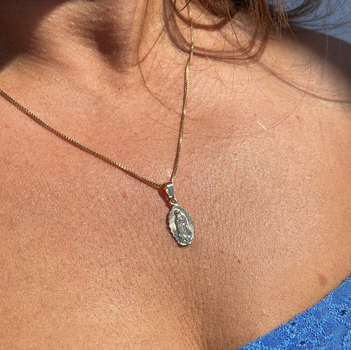 18k Gold Filled Small Plain Guadalupe Pendant