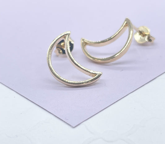 18k Gold Filled See Through Moon Shaped Studs