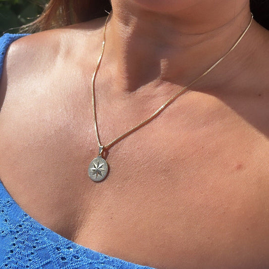 18k Gold Filled Northern Star Medal Pendant