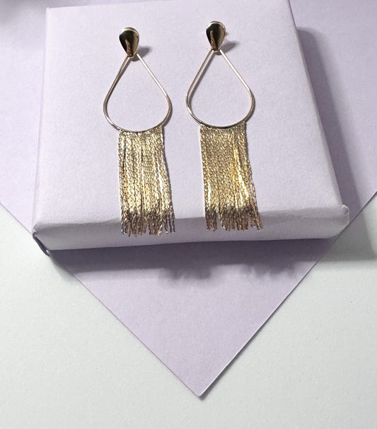 18k Gold Filled Oval Tear Drop Shaped Chandelier Earring