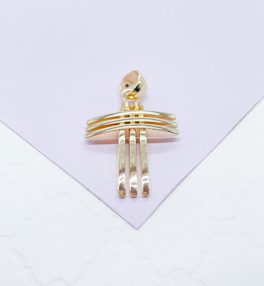 18k Gold Filled 3 Rows Solid Dome Cross