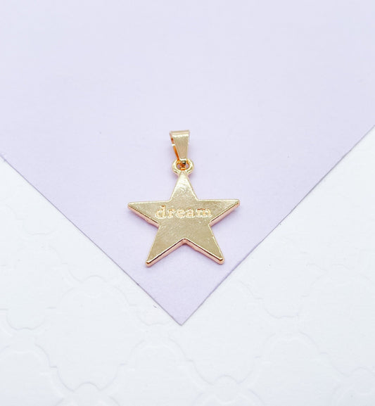 18k Gold Filled Solid Star With Dream Quote Center