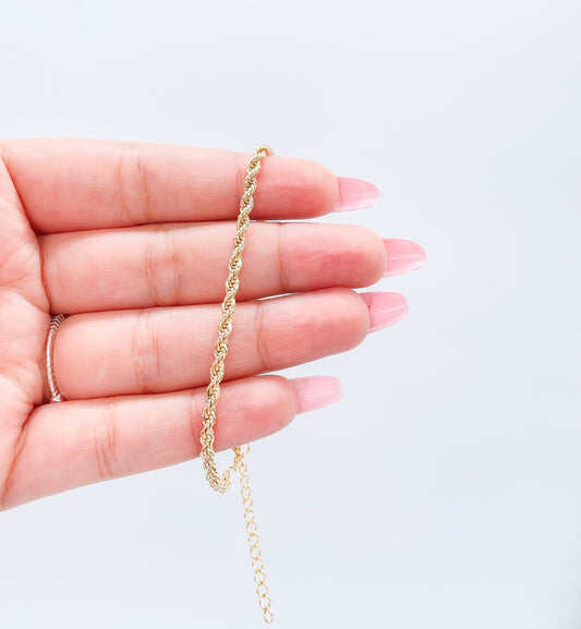 18k Gold Filled 1.5mm Rope Bracelet