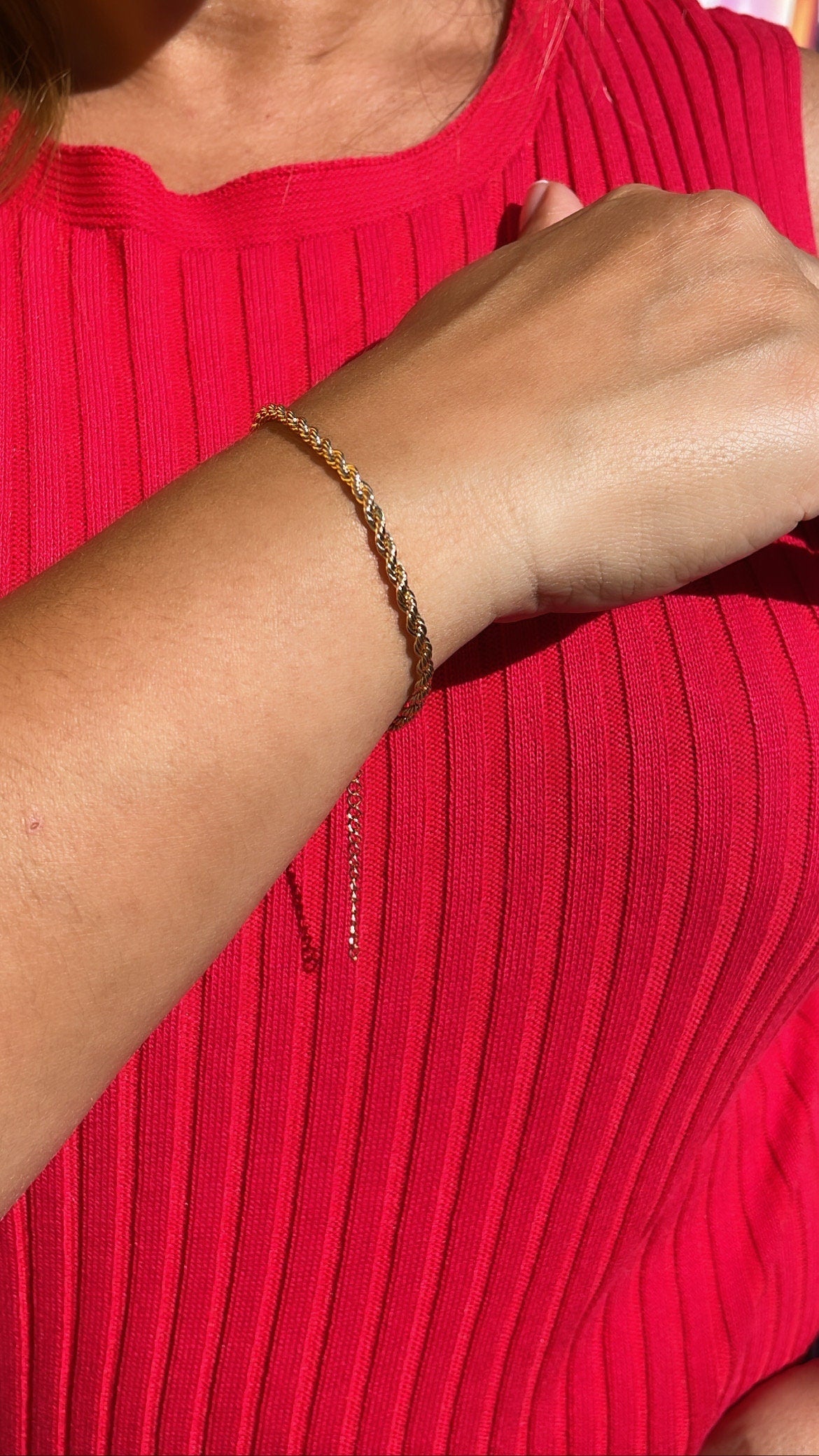 18k Gold Filled 1.5mm Rope Bracelet