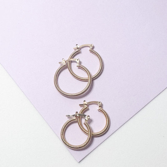 18k Gold Filled Twisted Hoop Earrings: Dainty Hypoallergenic Hoops, 2 Sizes