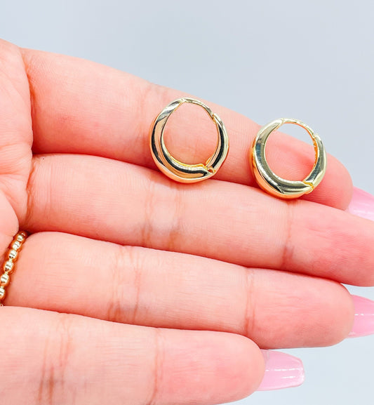 18k Gold Filled Smooth Plain Dome Huggie Earrings