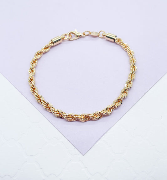 18k Gold Filled 4mm Rope Bracelet