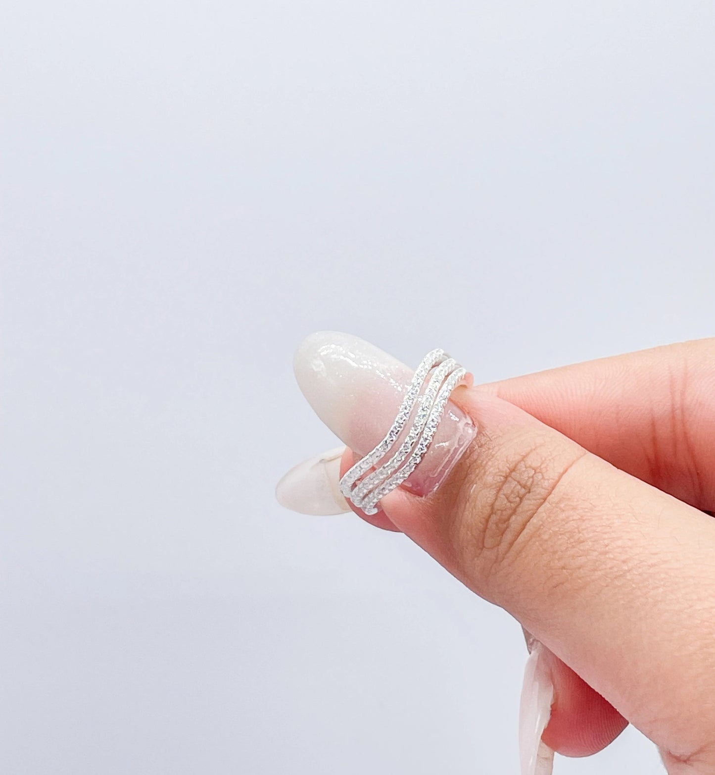 925 Sterling Silver 3 Set of Wavy Micro Pave Rings