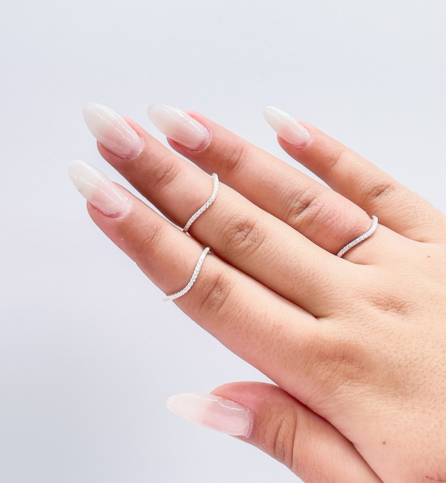 925 Sterling Silver 3 Set of Wavy Micro Pave Rings