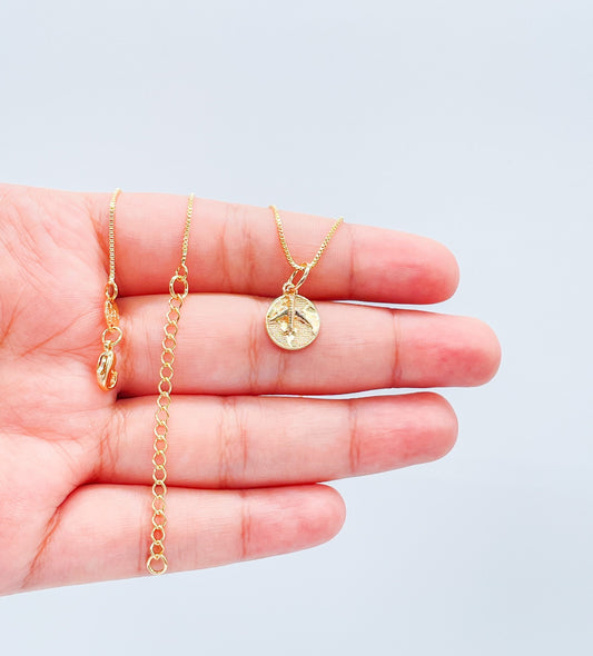18k Gold Filled World Map Medallion Set, Airplane earrings, travel gift