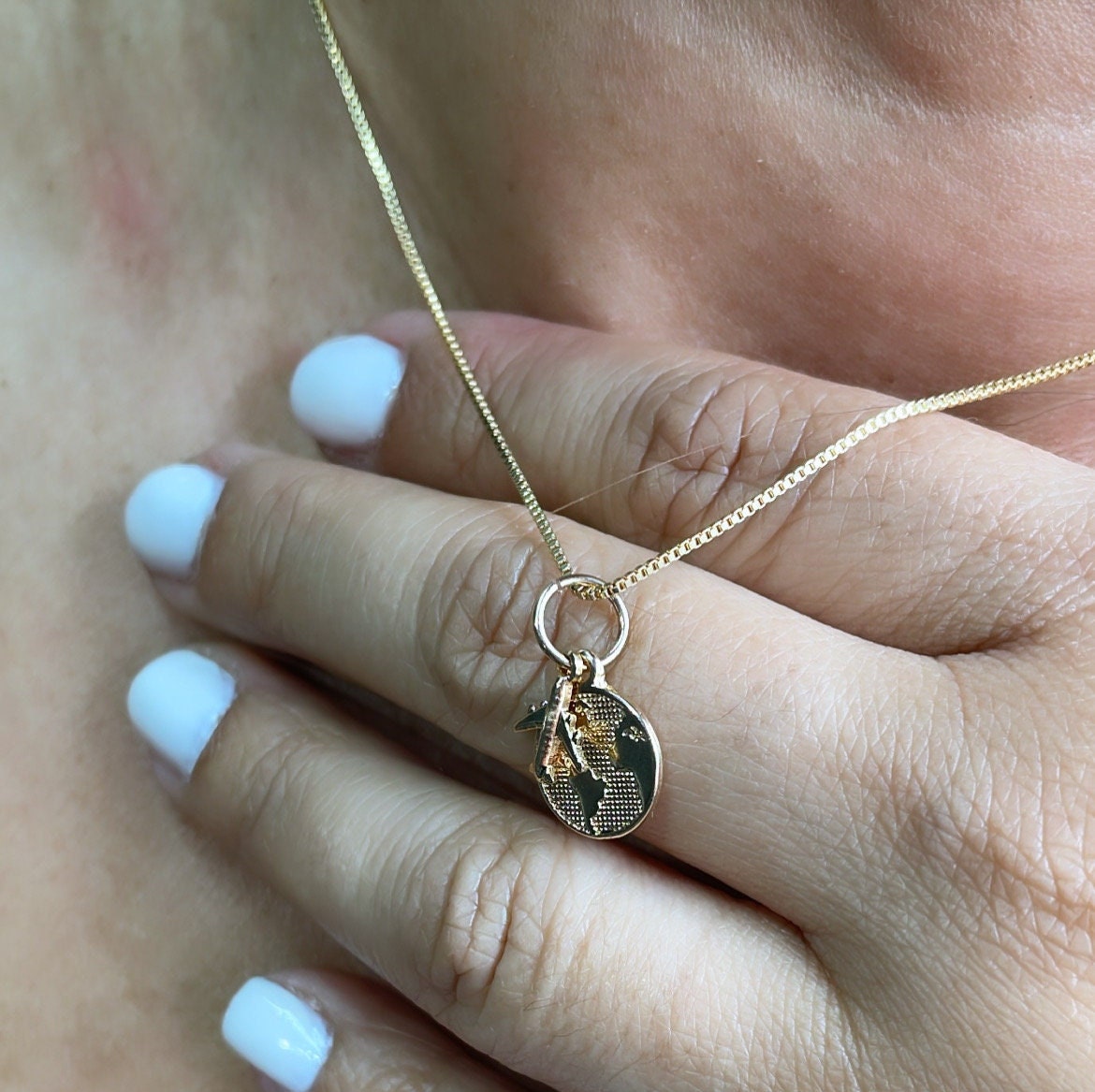 18k Gold Filled World Map Medallion Set