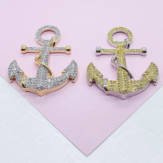 18k Gold Filled Micro Pavê Zirconia Anchor Charm Pendant