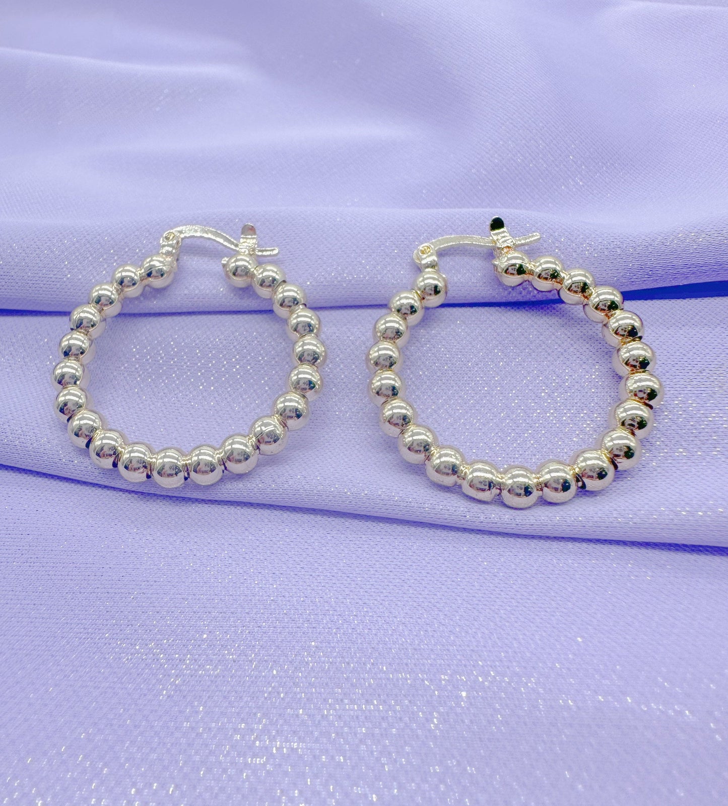 18k Gold Filled 4mm Beaded Hoop Earring