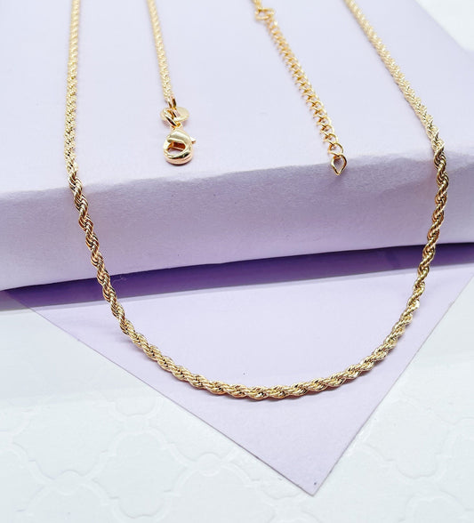 18k Gold Filled 2mm Dainty Rope Chain