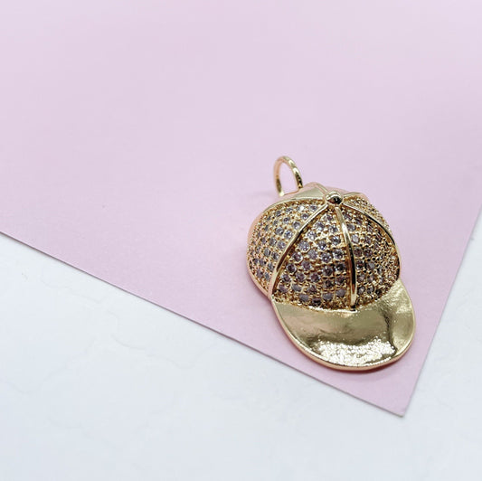 18k Gold Filled Large Pave Cap Pendant