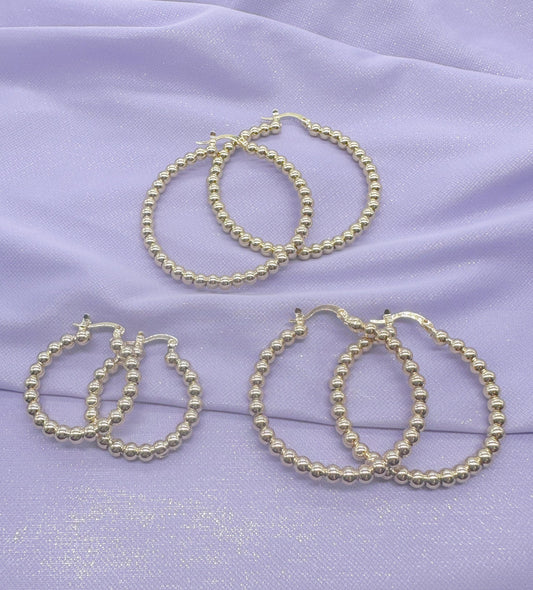 18k Gold Filled 4mm Beaded Hoop Earring