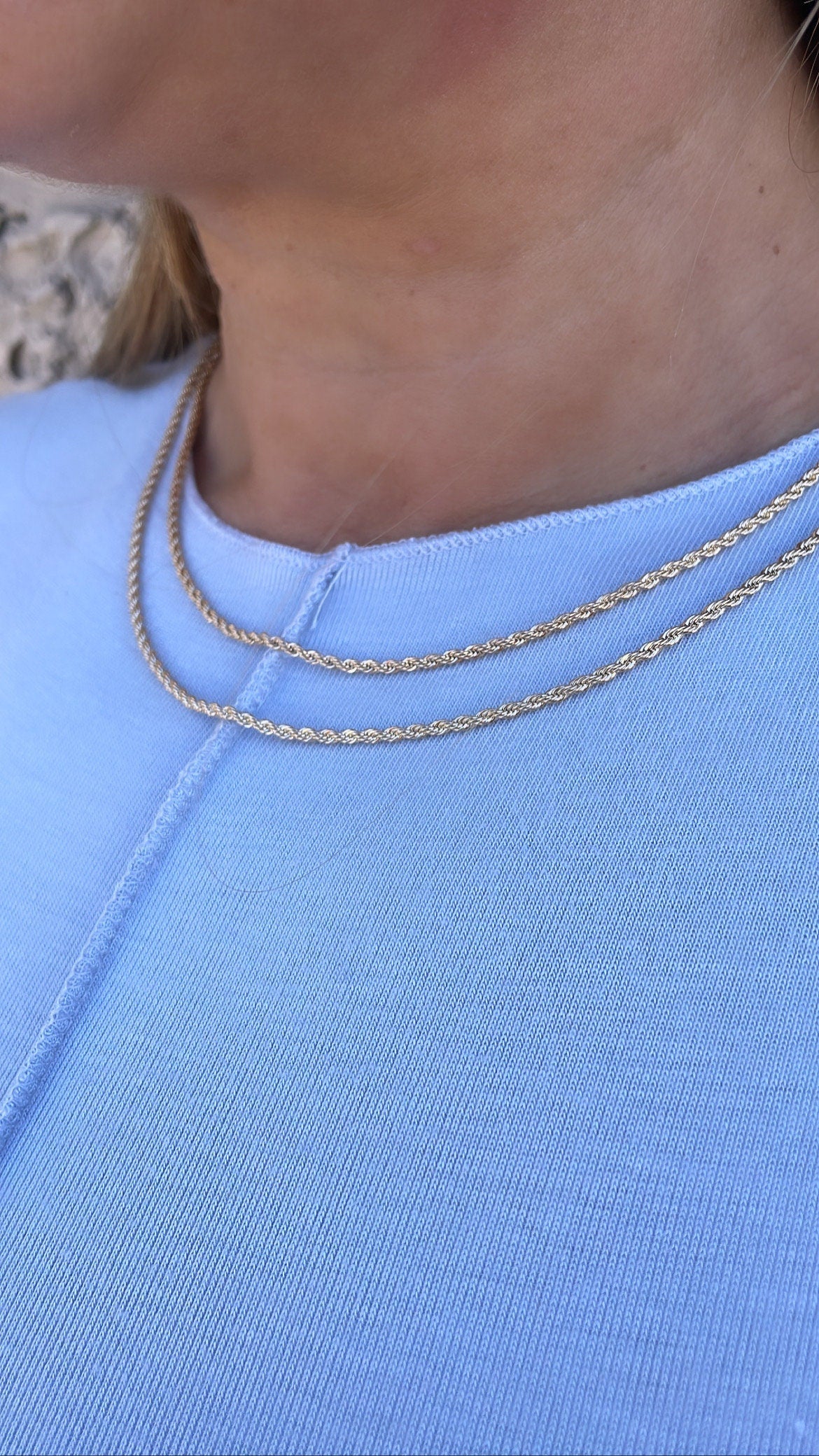 18k Gold Filled 2mm Dainty Rope Chain