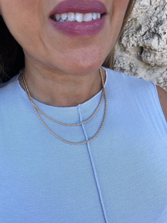 18k Gold Filled 2mm Dainty Rope Chain