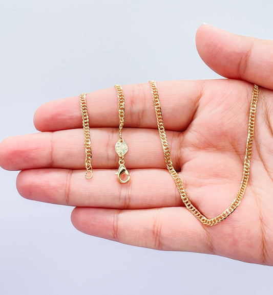 18k Gold Filled Thin Flat Double Cuban Link Chain