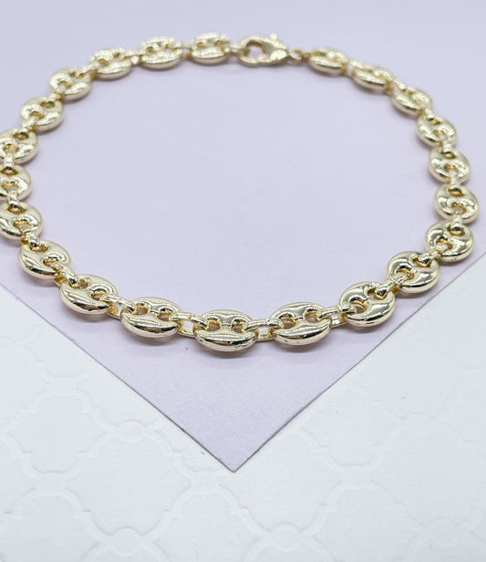 18k Gold Filled Puffy Mariner 8mm Link Anklet