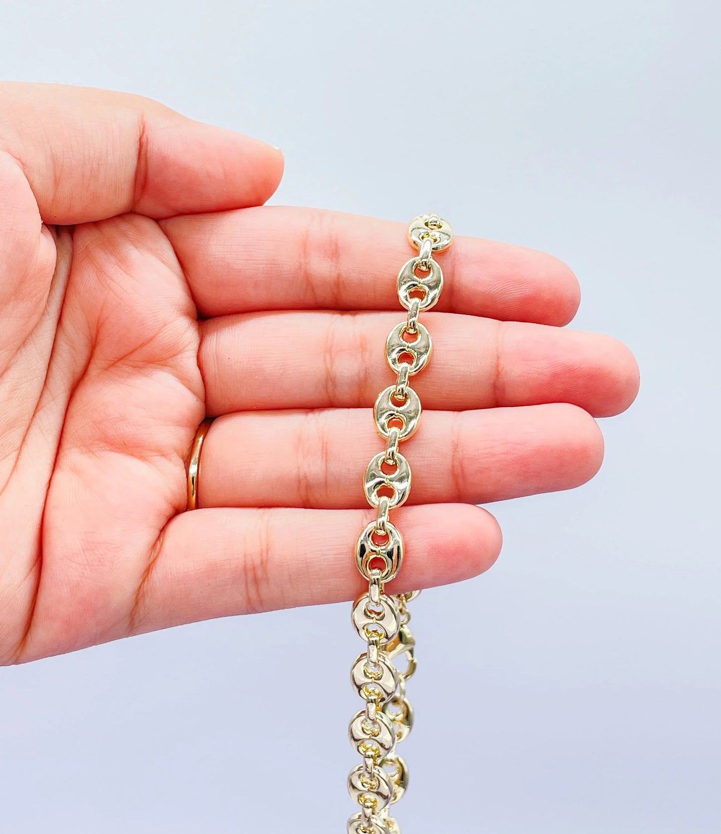 18k Gold Filled Puffy Mariner Link Anklet