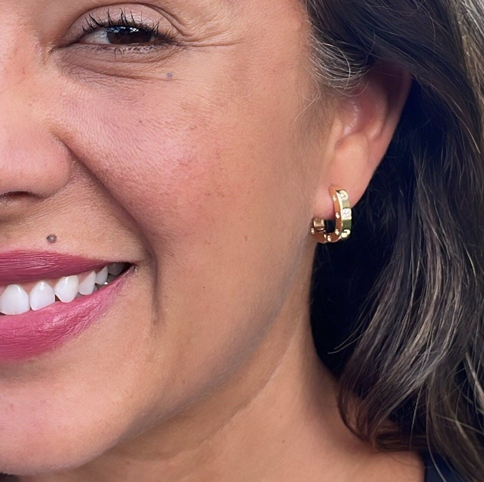 18k Gold Filled Small Screws Flat Square Hoop Earrings Wholesale Jewelry Supplies