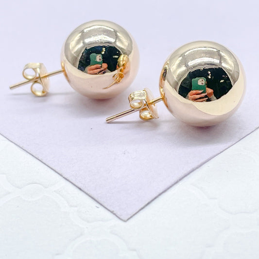 18k Gold Filled XL Plain Ball Stud Earring