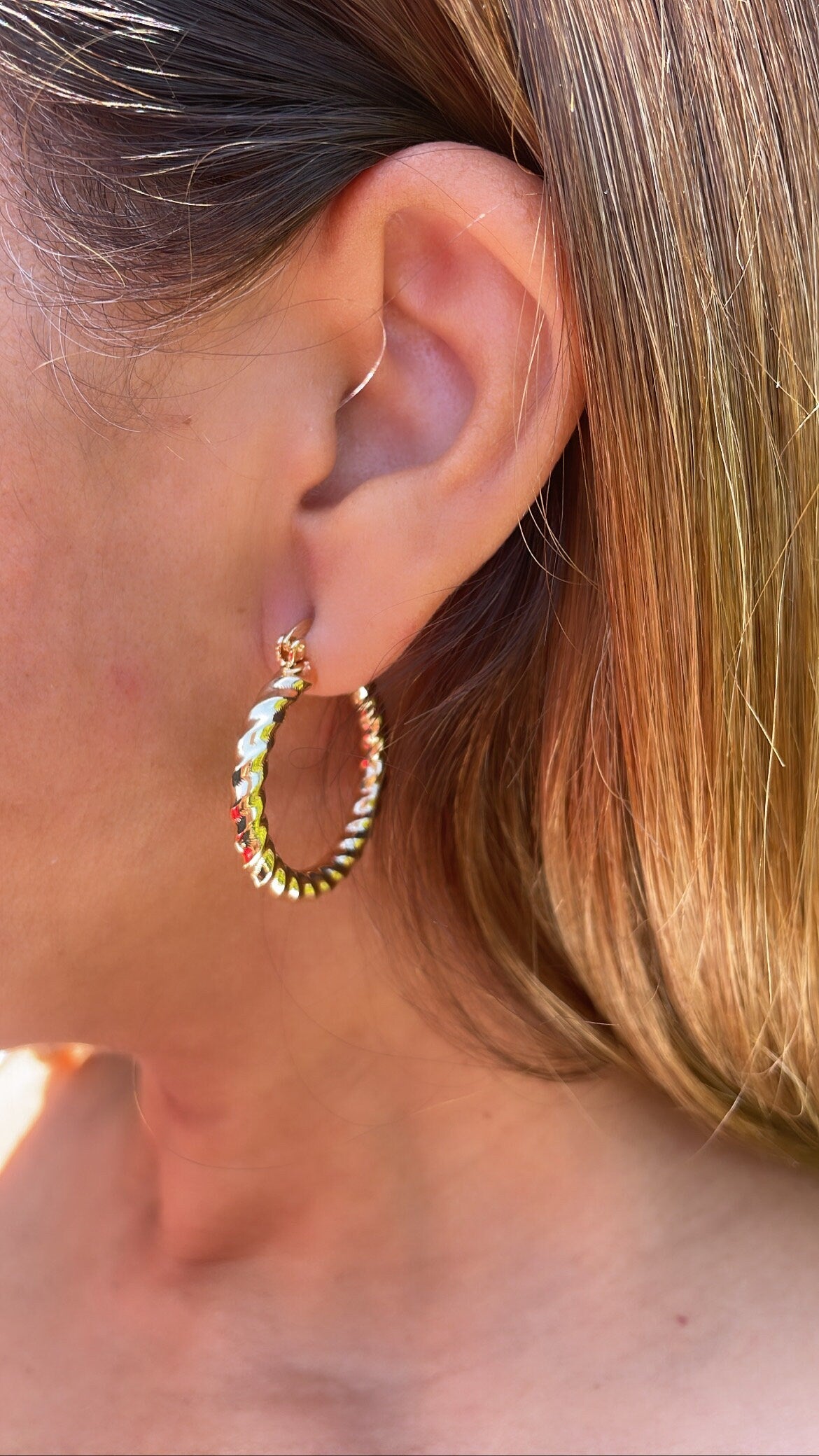 18k Gold Filled Smooth Twisted Hoop Earrings
