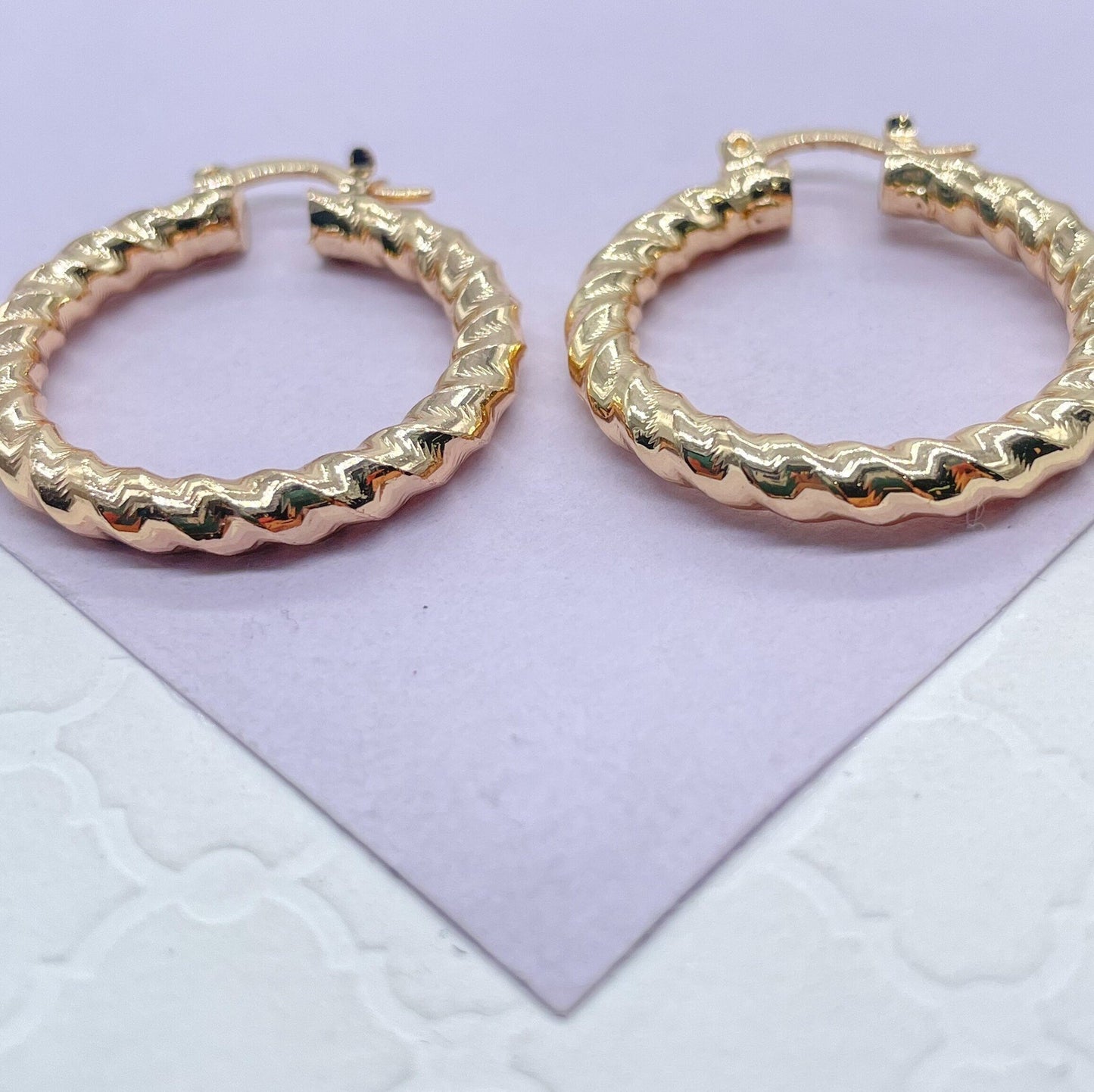 18k Gold Filled Smooth Twisted Hoop Earrings
