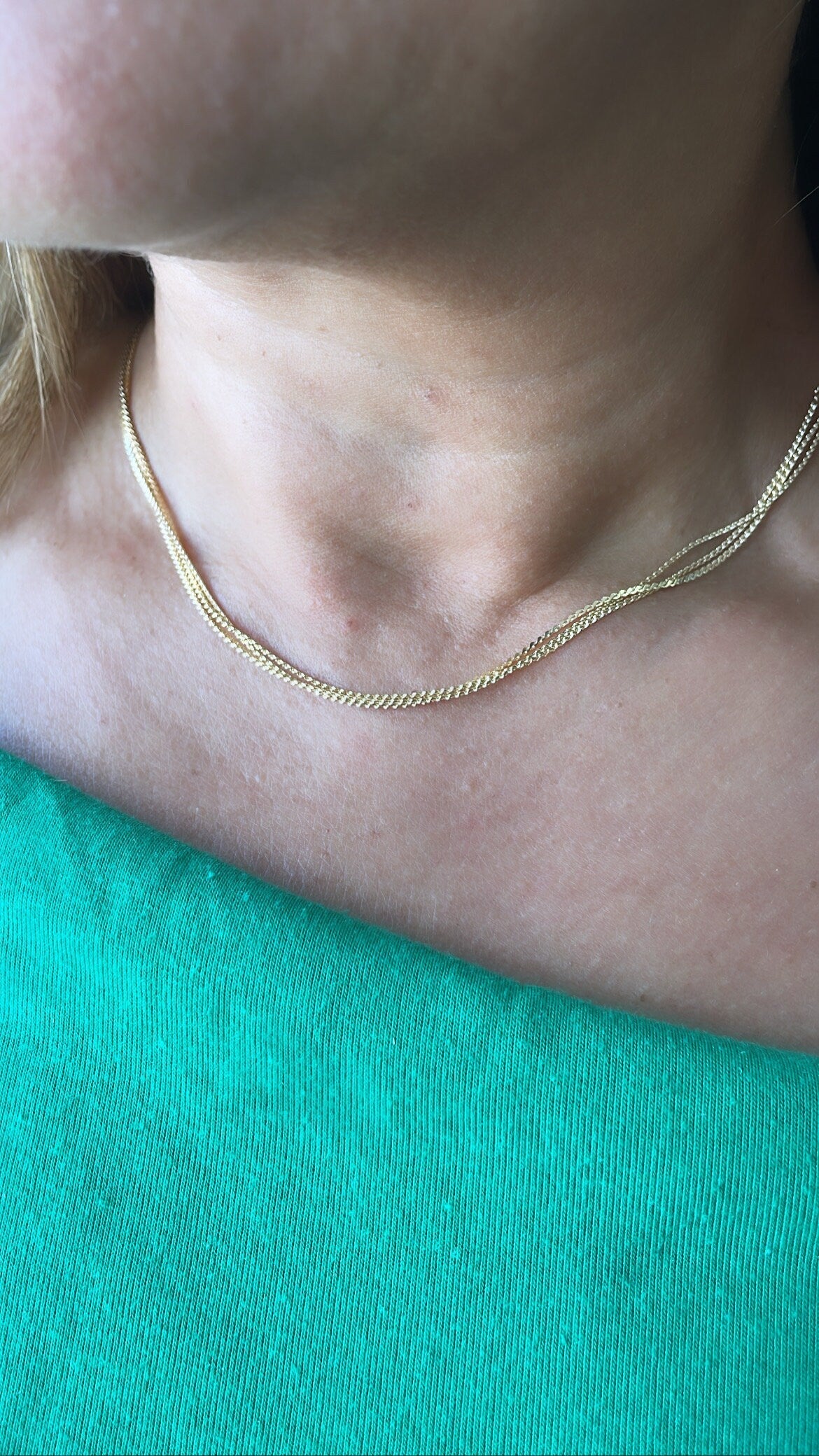 18k Gold Filled 3 In 1 Flat Snake Link Chain