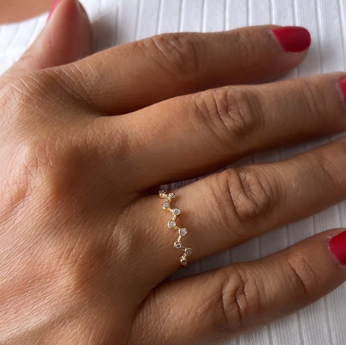 18k Gold Filled Dainty Sharp Zig-zag Ring