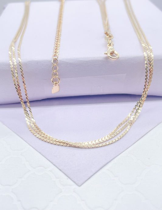 18k Gold Filled 3 In 1 Flat Snake Link Chain