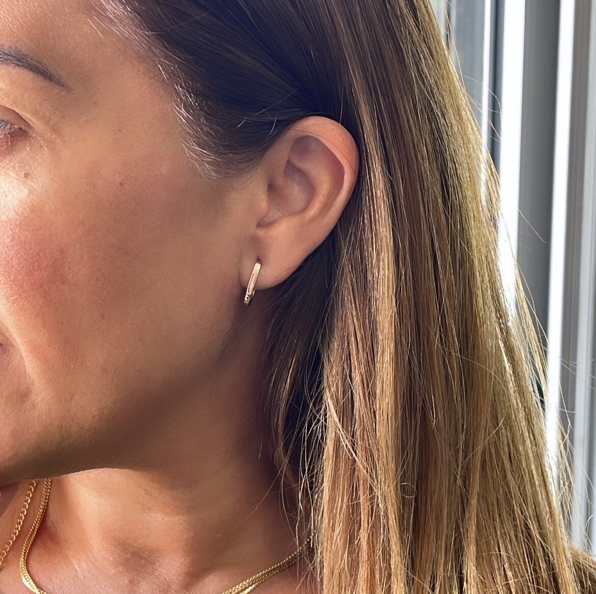 18k Gold Filled Thin Long Smooth Plain Earrings Paper Clip Link Hoops