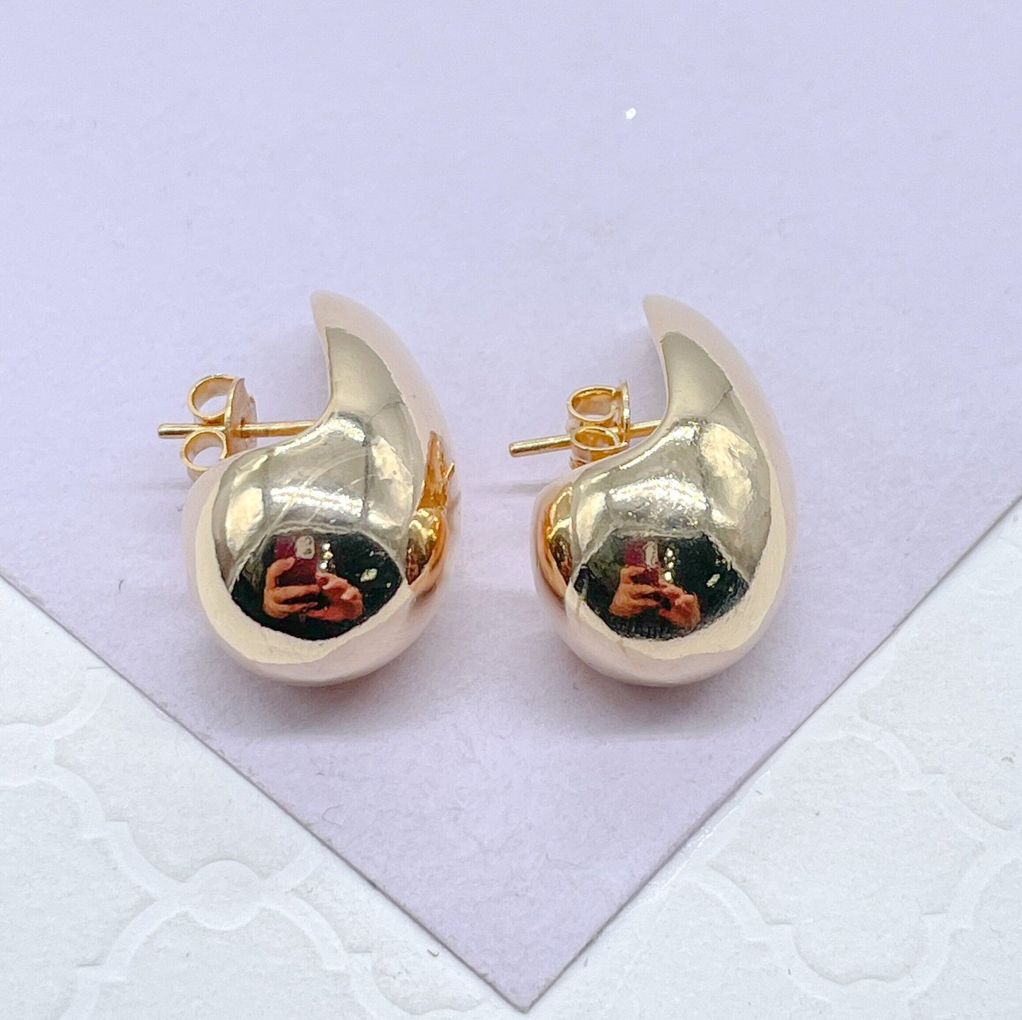 Gorgeous 18k Gold Filled XL Plain Tear Drop Earrings