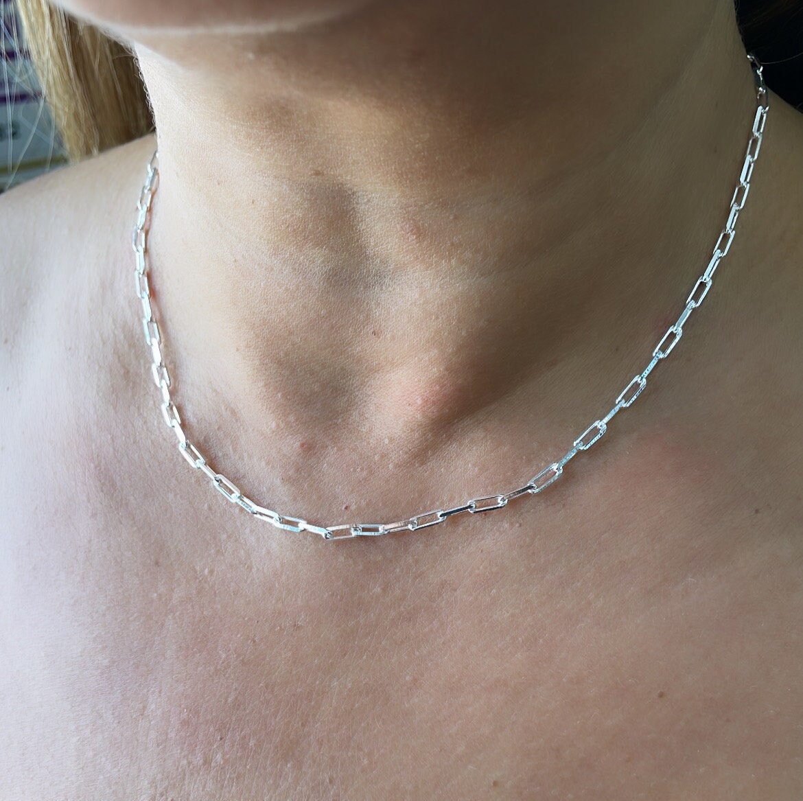 Silver Filled 16 Inch Paper Clip Chains Available in 3 Sizes