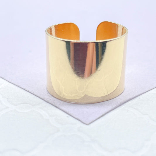 18k Gold Filled Plain Thin, Wide Adjustable Ring