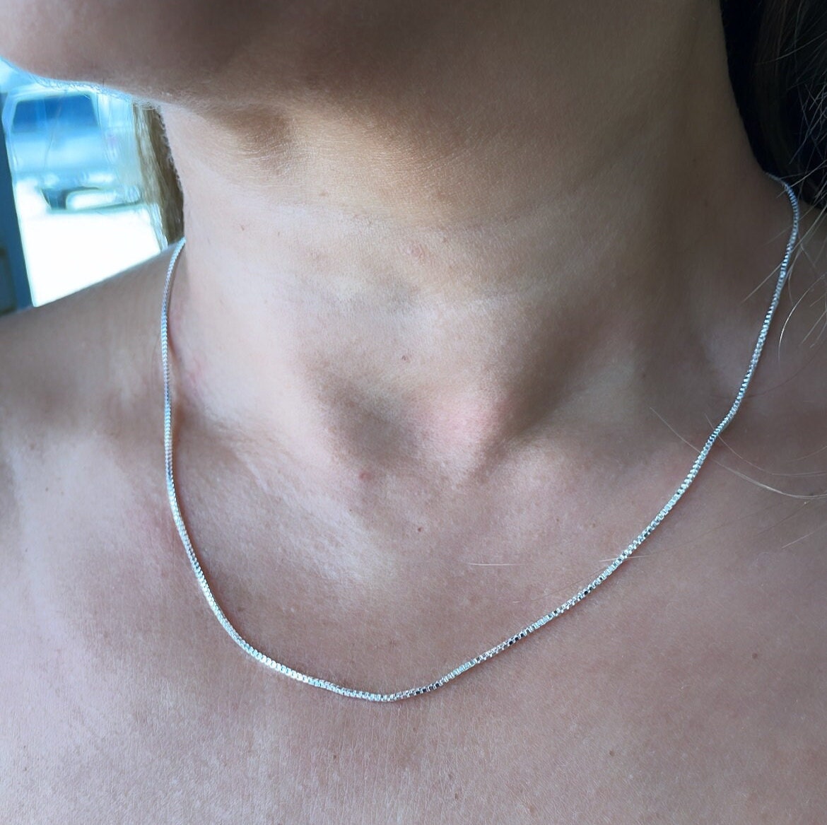 18k Gold Filled Box Chain 1mm Necklace Dainty Jewelry