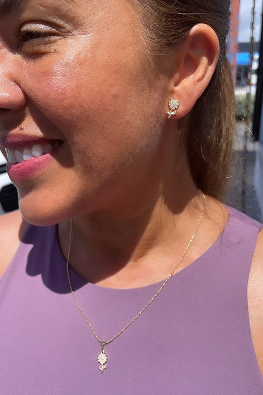 18k Gold Filled Dainty Sunflower Set