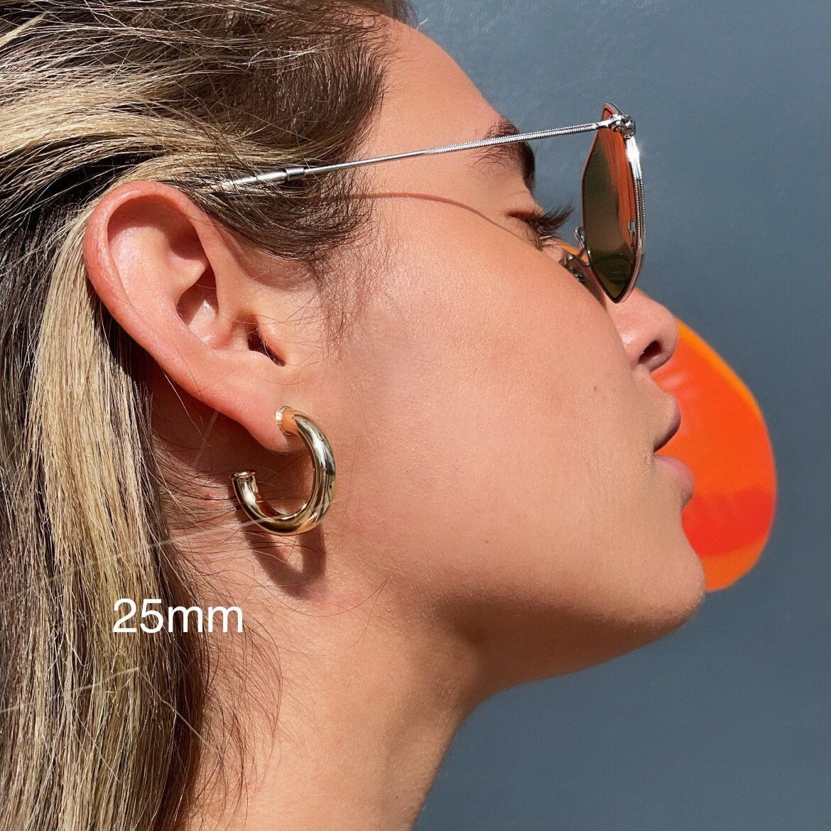 Thick 18k Gold Filled Plain 6mm Open Hoop Earrings