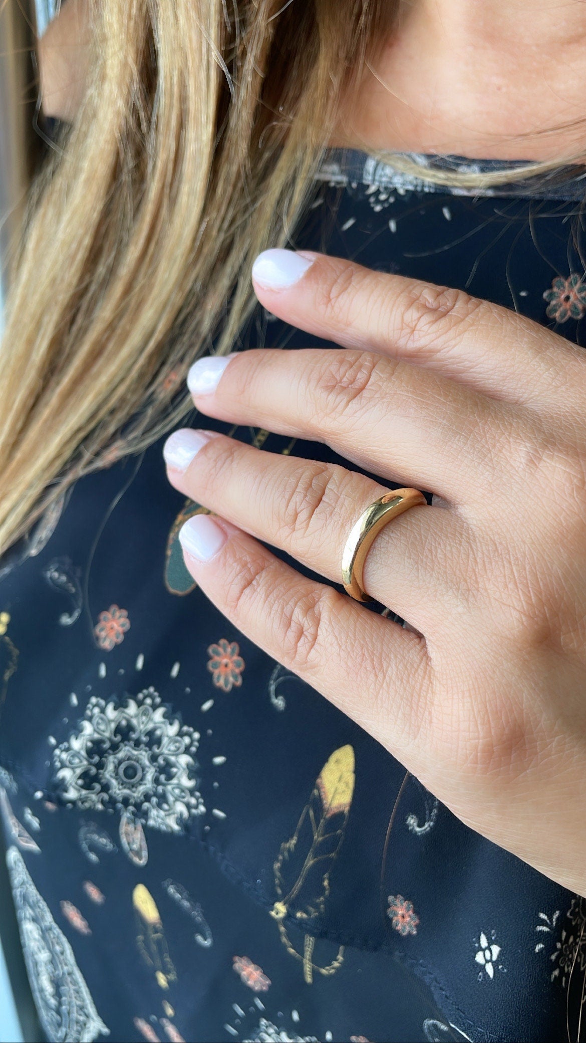 Adjustable Plain 18k Gold Filled Dainty Dome Ring