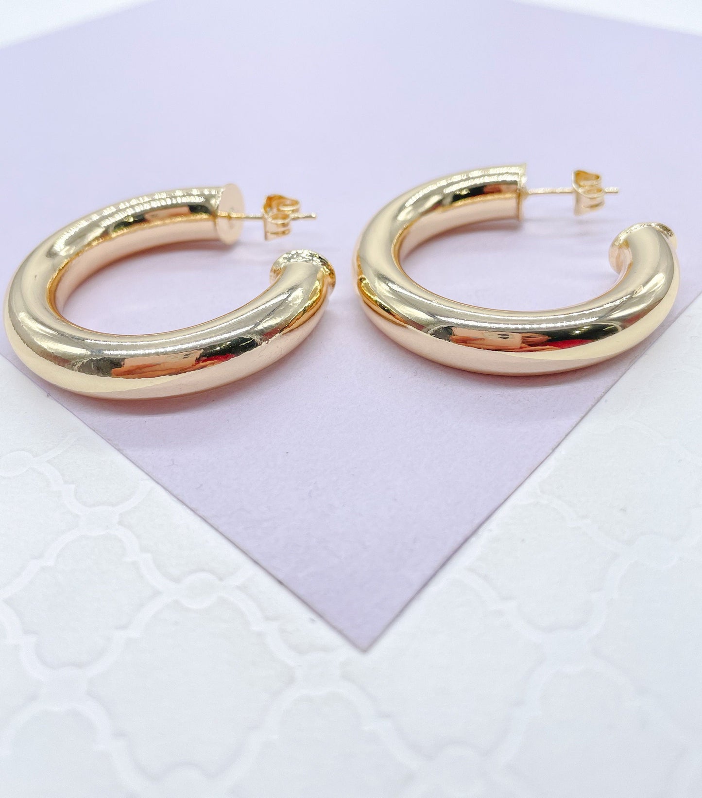 Thick 18k Gold Filled 7.5mm Smooth Open Hoops, Available in 2 Sizes