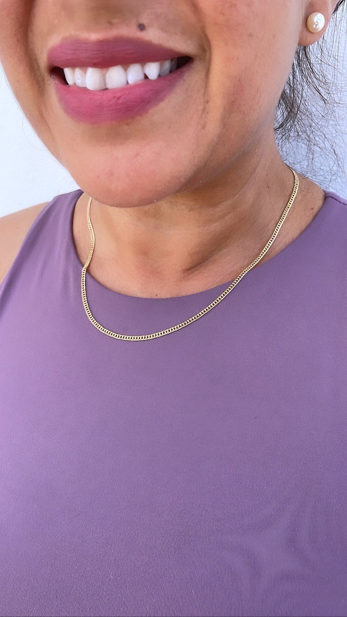 18k Gold Filled Thin Flat Double Cuban Link Chain